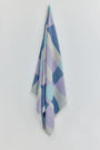 Pale Pluie Turkish towel in Mellow Indigo – Full-length hanging view showcasing entire pattern and texture